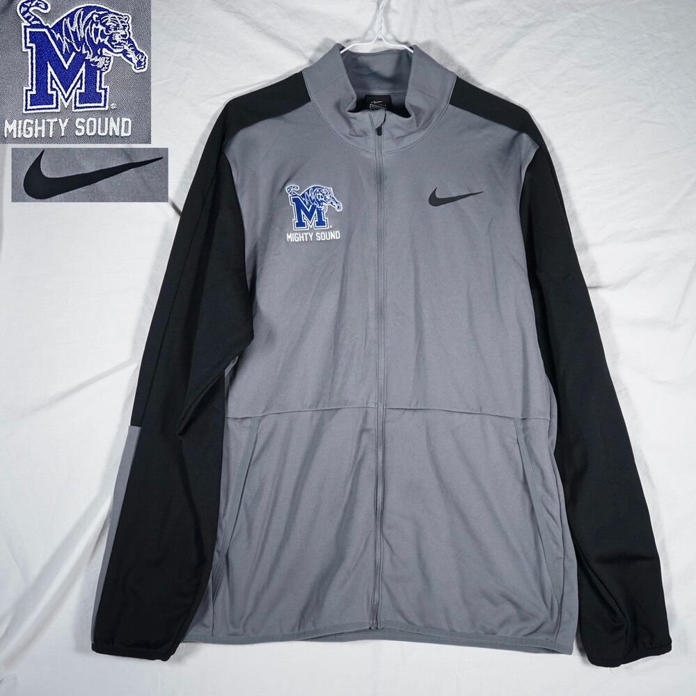 Nike Dri Fit Memphis Mighty Sound Full Zip Athletic Jacket Grey Black Large